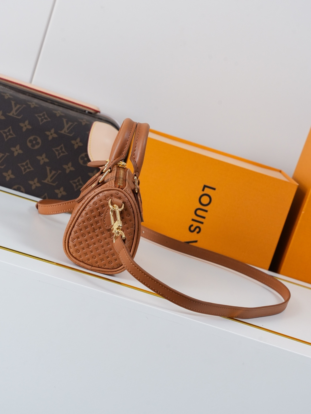 Louis Vuitton Nano Speedy Minigram Handbag Brown - Image 2