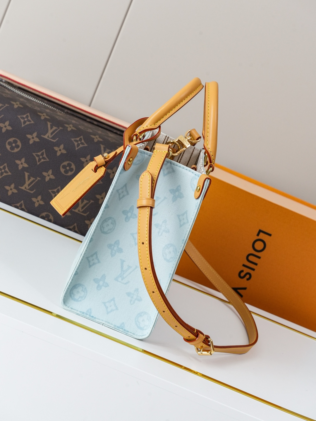 Louis Vuitton OnTheGo PM Monogram Origine Bleu Courrier Tote Bag - Image 2