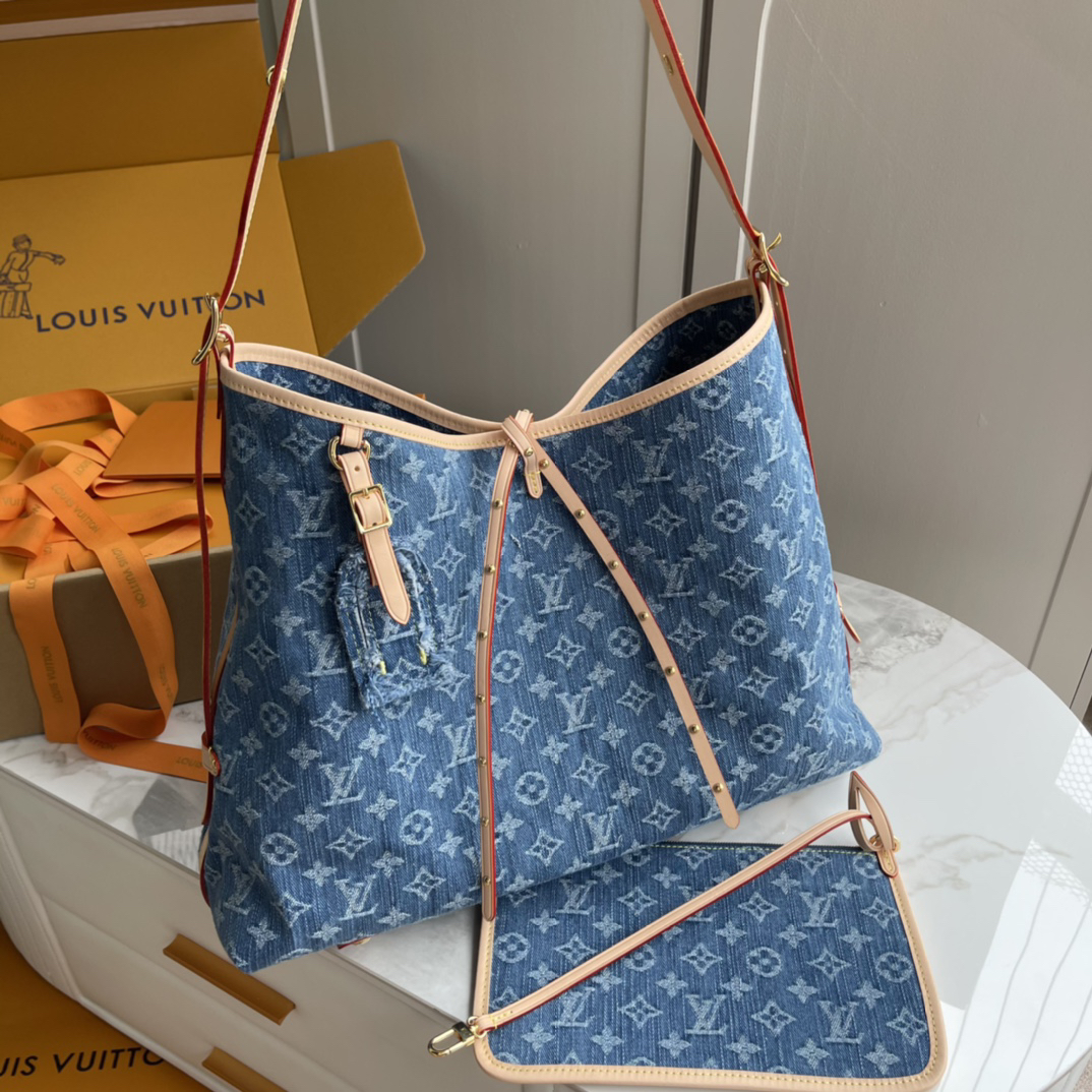 Louis Vuitton CarryAll Medium Denim Tote Bag - Image 2