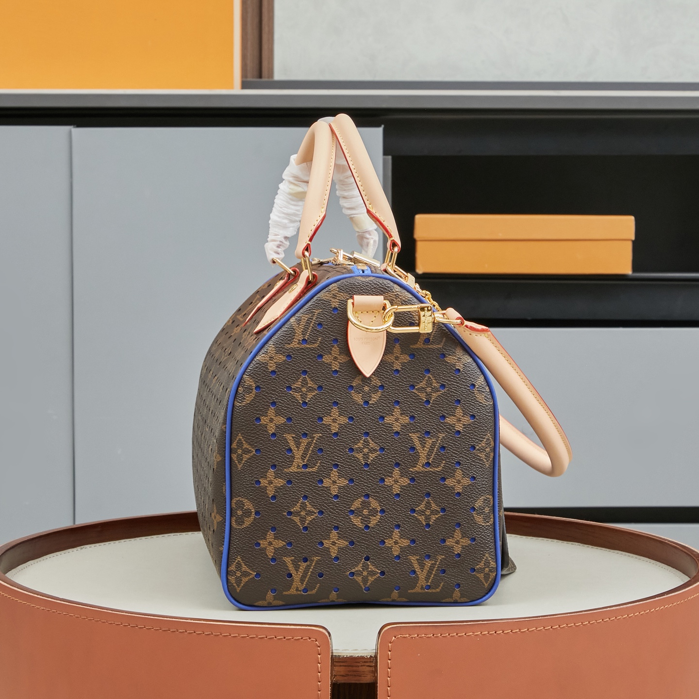 Louis Vuitton Speedy Soft 30 Handbag in Blue Monogram Perfo Canvas - Image 2