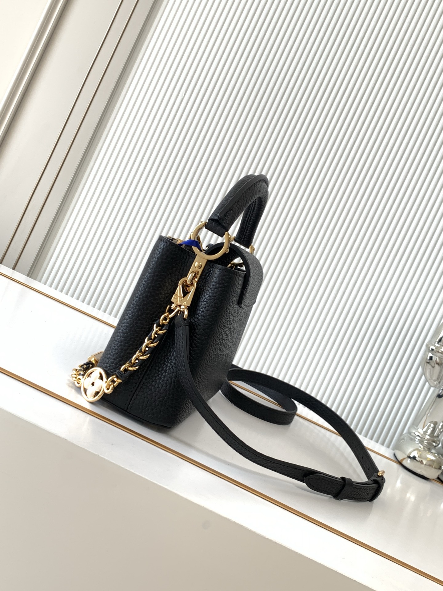 Louis Vuitton Capucines Mini Handbag in Black Taurillon Leather - Image 2
