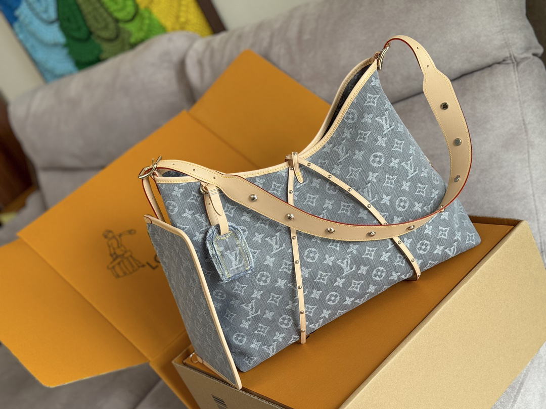 Louis Vuitton CarryAll Medium Denim Shoulder Bag - Image 2