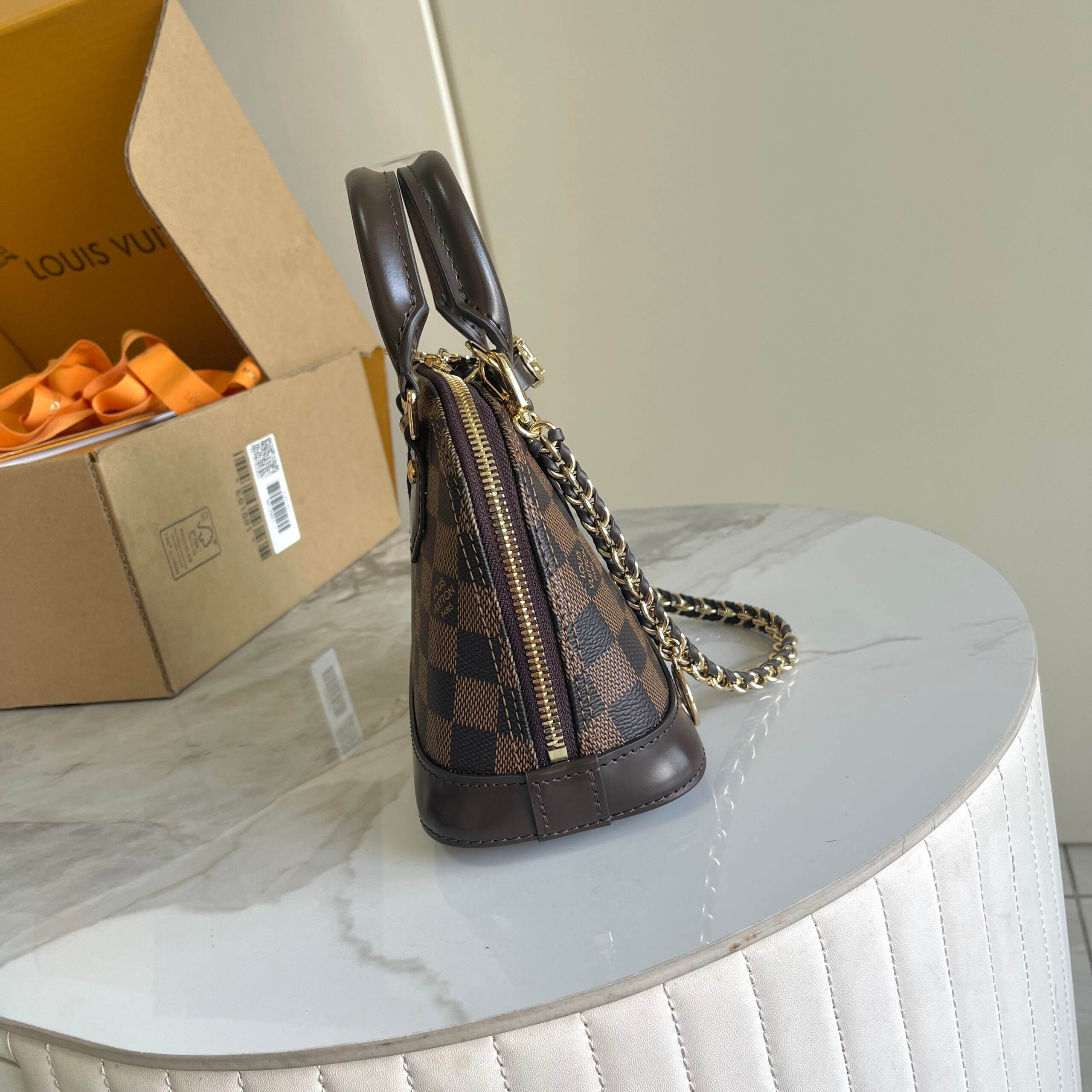 Alma Mini Customizable Handbag Set – M14339 Coffee Check - Image 2