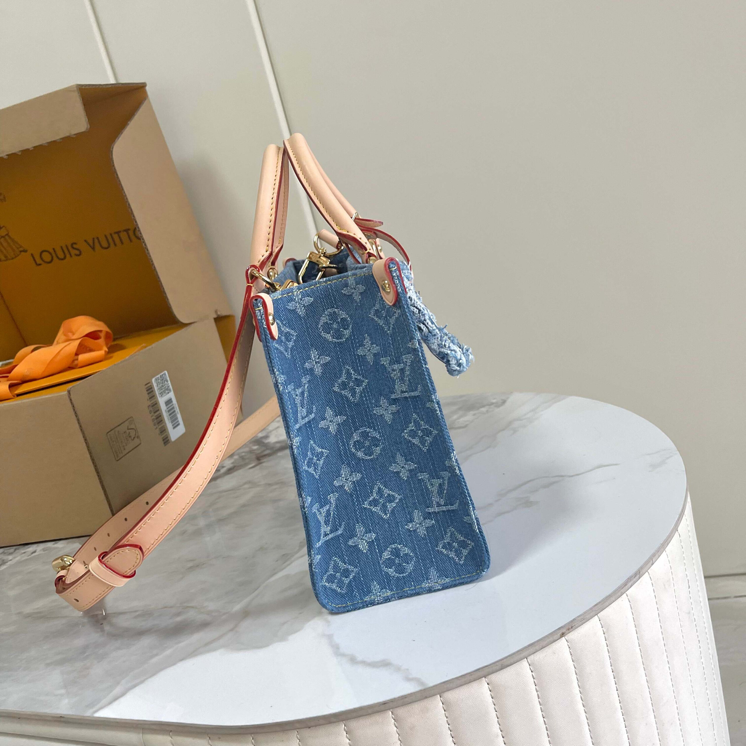 Louis Vuitton OnTheGo Small Monogram Denim Tote Bag - Image 2