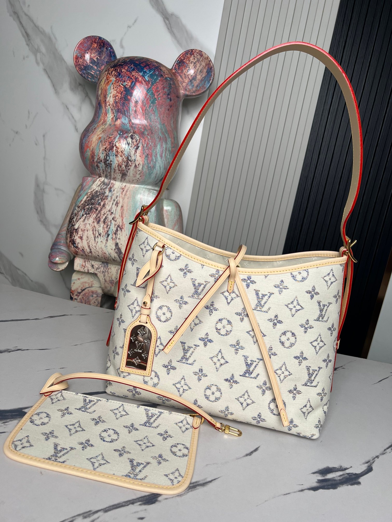 Louis Vuitton CarryAll Small Handbag in White Denim – Nautical Collection - Image 2