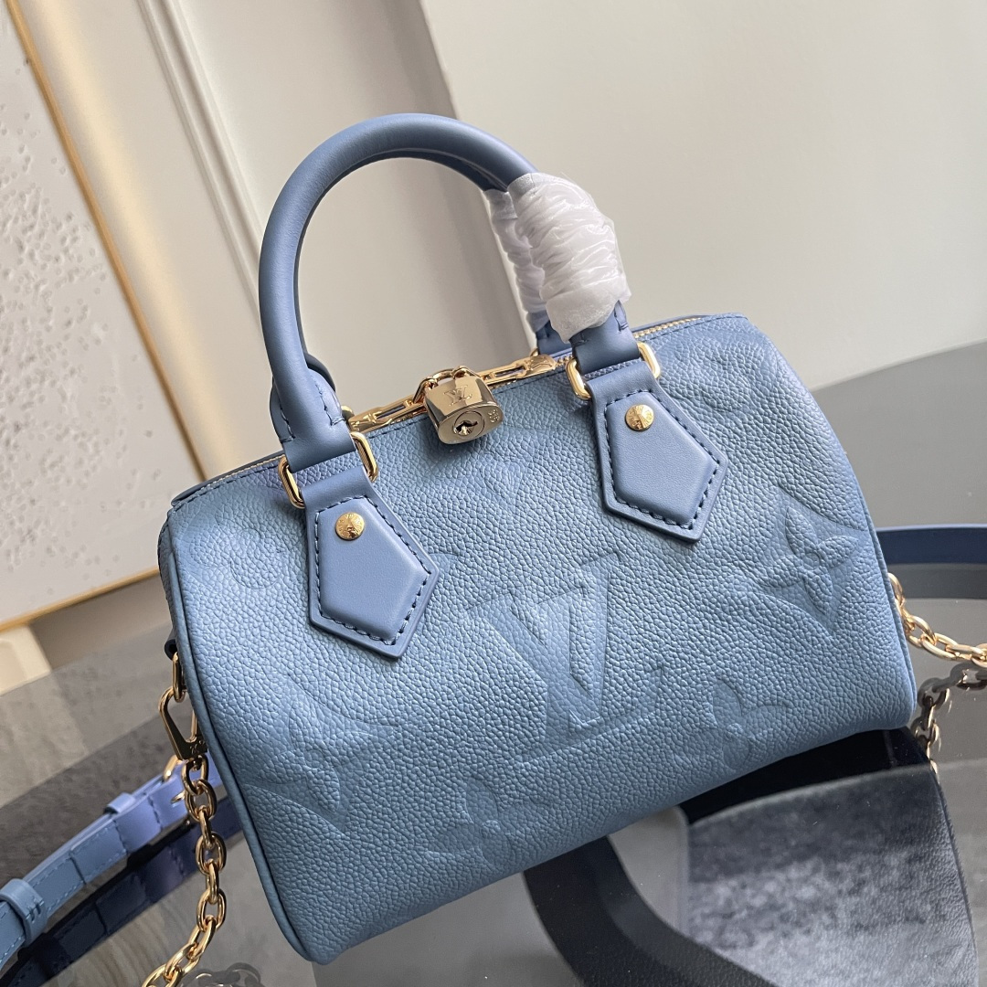 Louis Vuitton Speedy Bandoulière 20 Handbag in Blue Monogram Empreinte Leather - Image 2