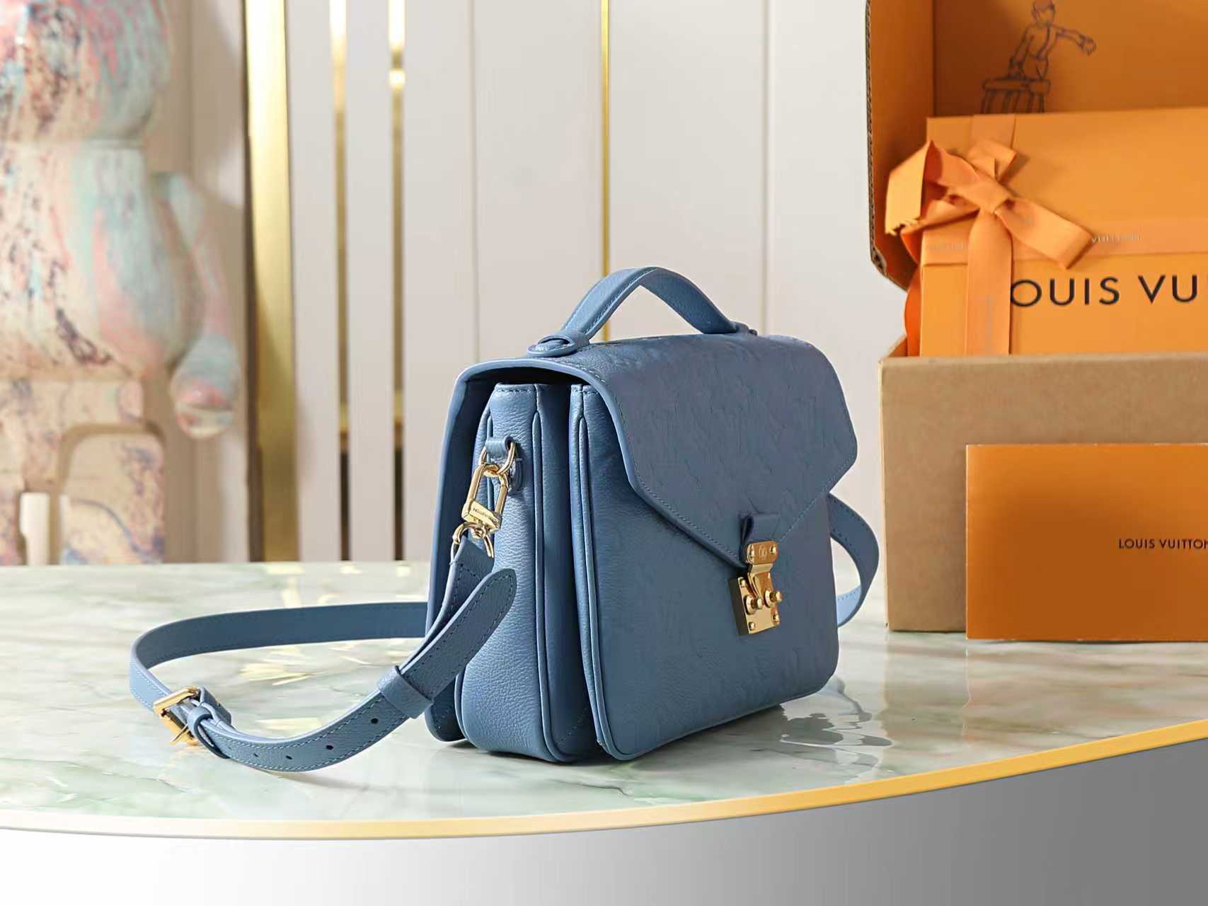 Louis Vuitton Pochette Métis Monogram Empreinte Leather Handbag - Blue - Image 2