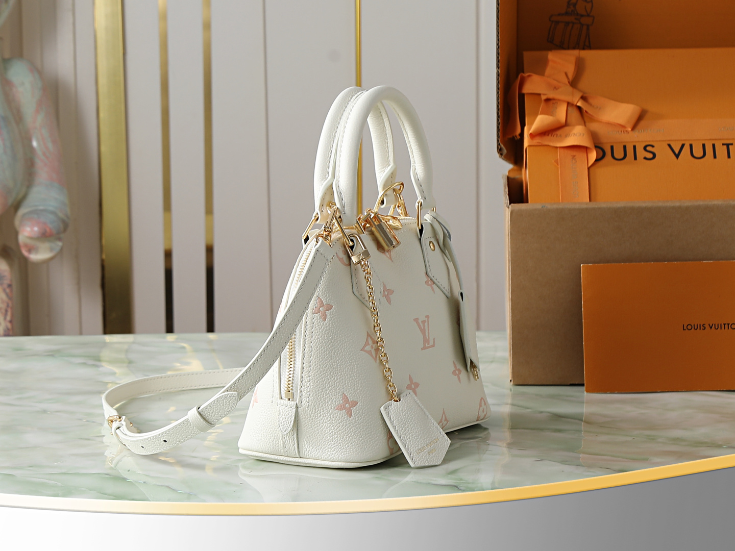 Louis Vuitton Alma BB Handbag in Pink Strawberry Milk Monogram Leather - Image 2