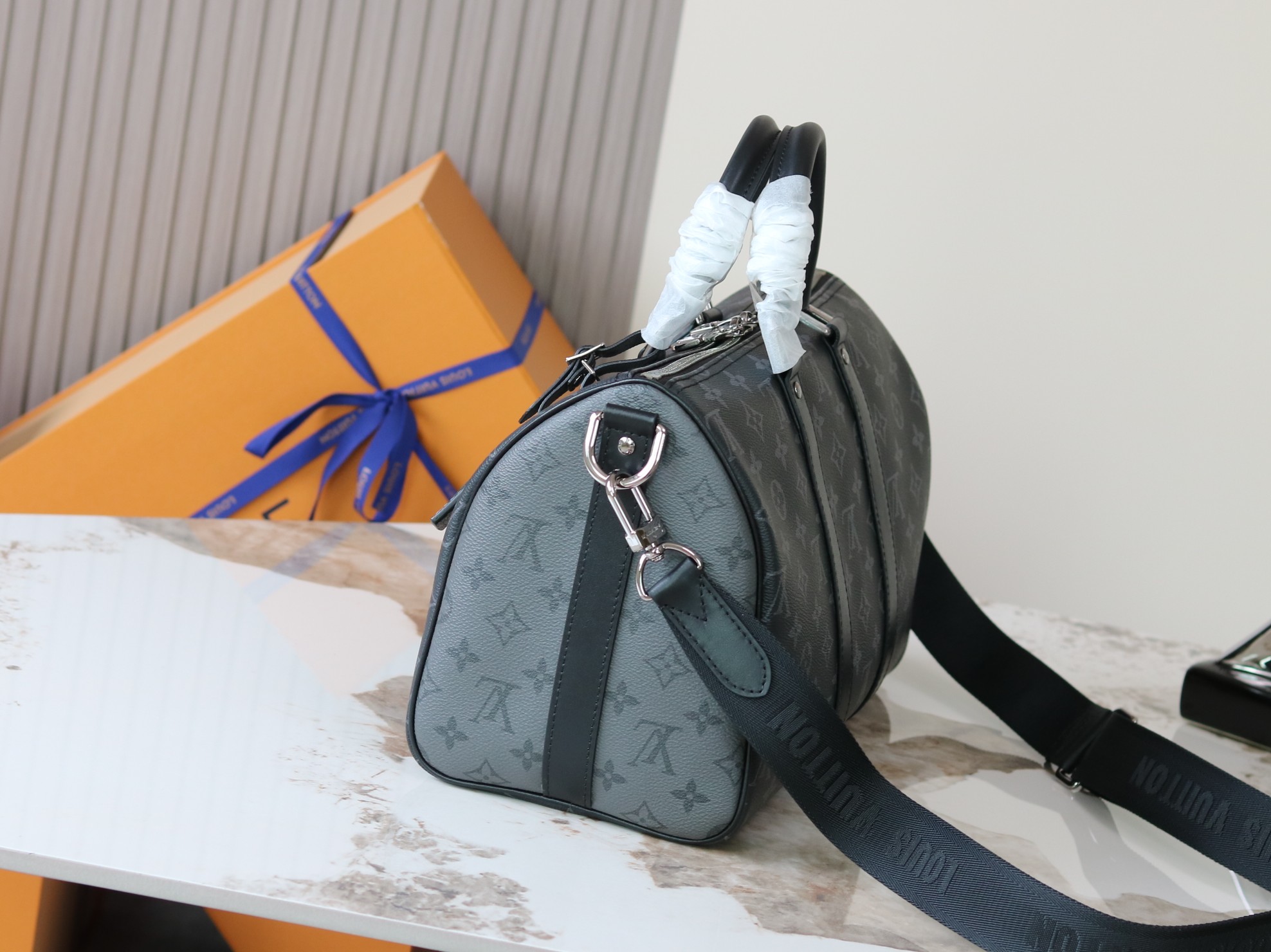 Louis Vuitton Keepall 35 Travel Bag in Monogram Eclipse Canvas - Image 2