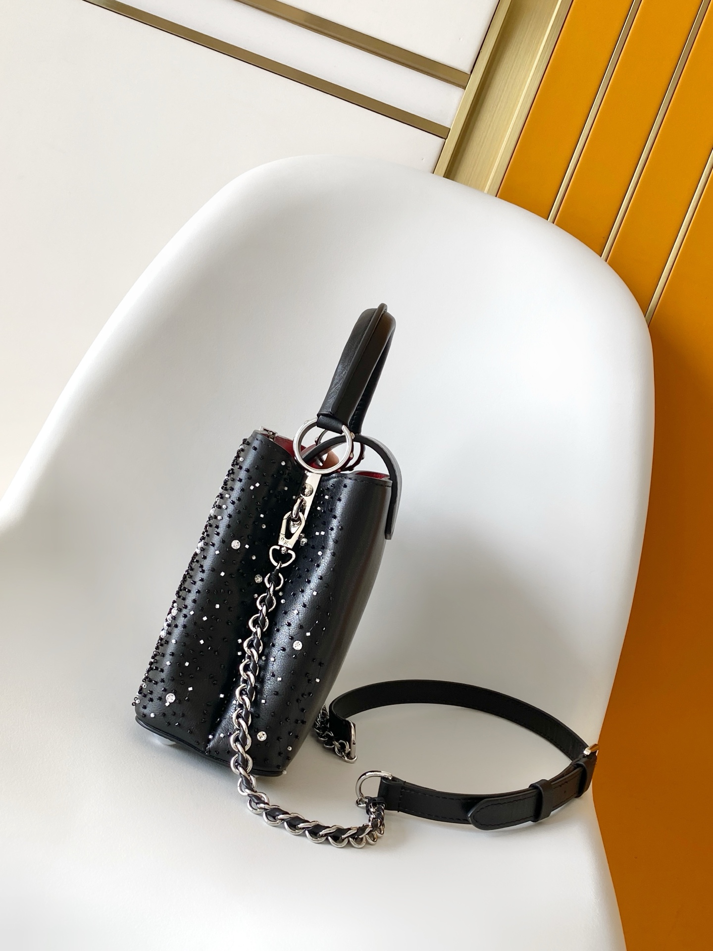 Louis Vuitton Capucines Mini Handbag – Black and Off-White - Image 2