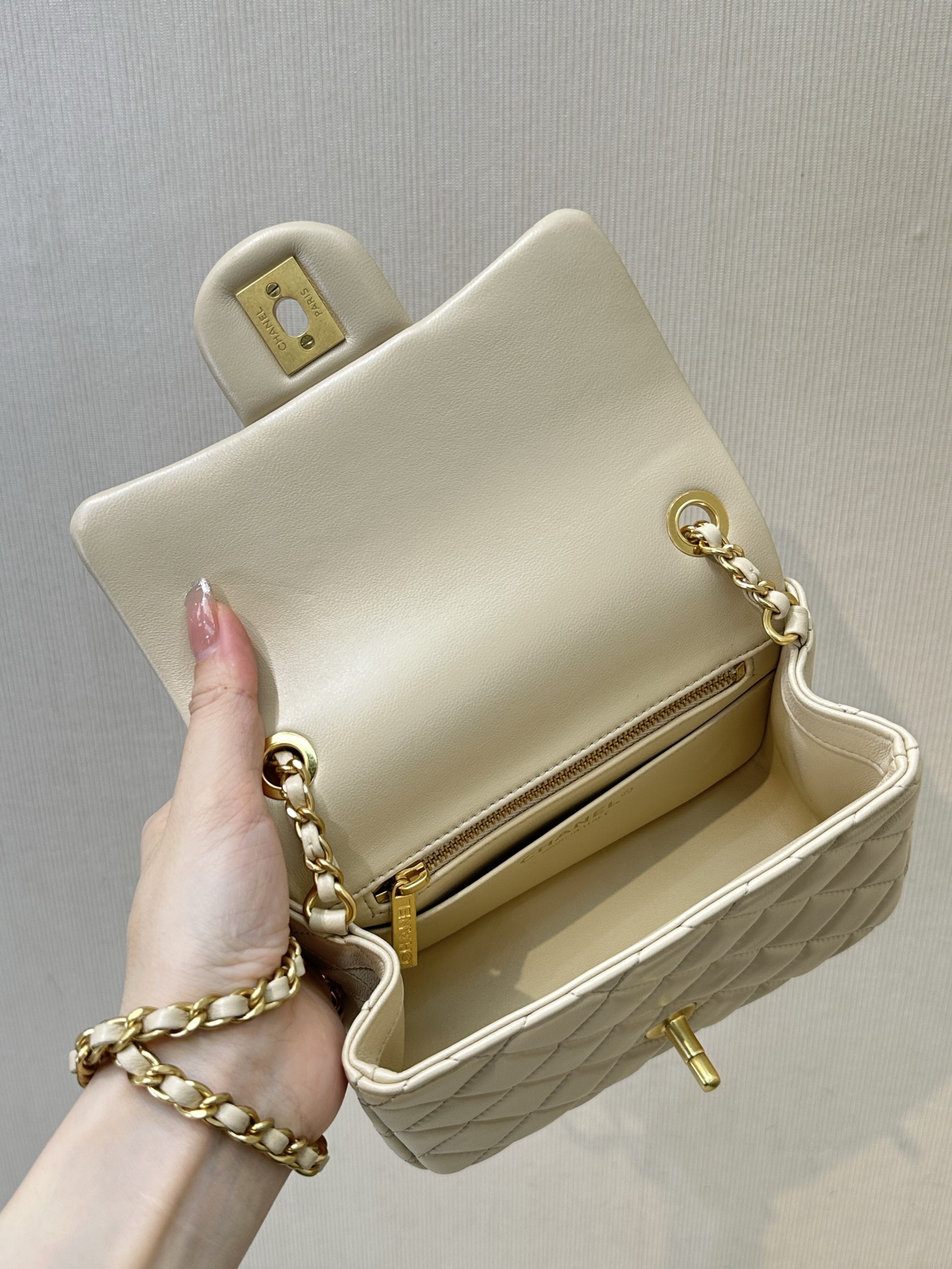 Chanel Quilted Lambskin Crossbody Bag with Gold Ball Chain - Image 2