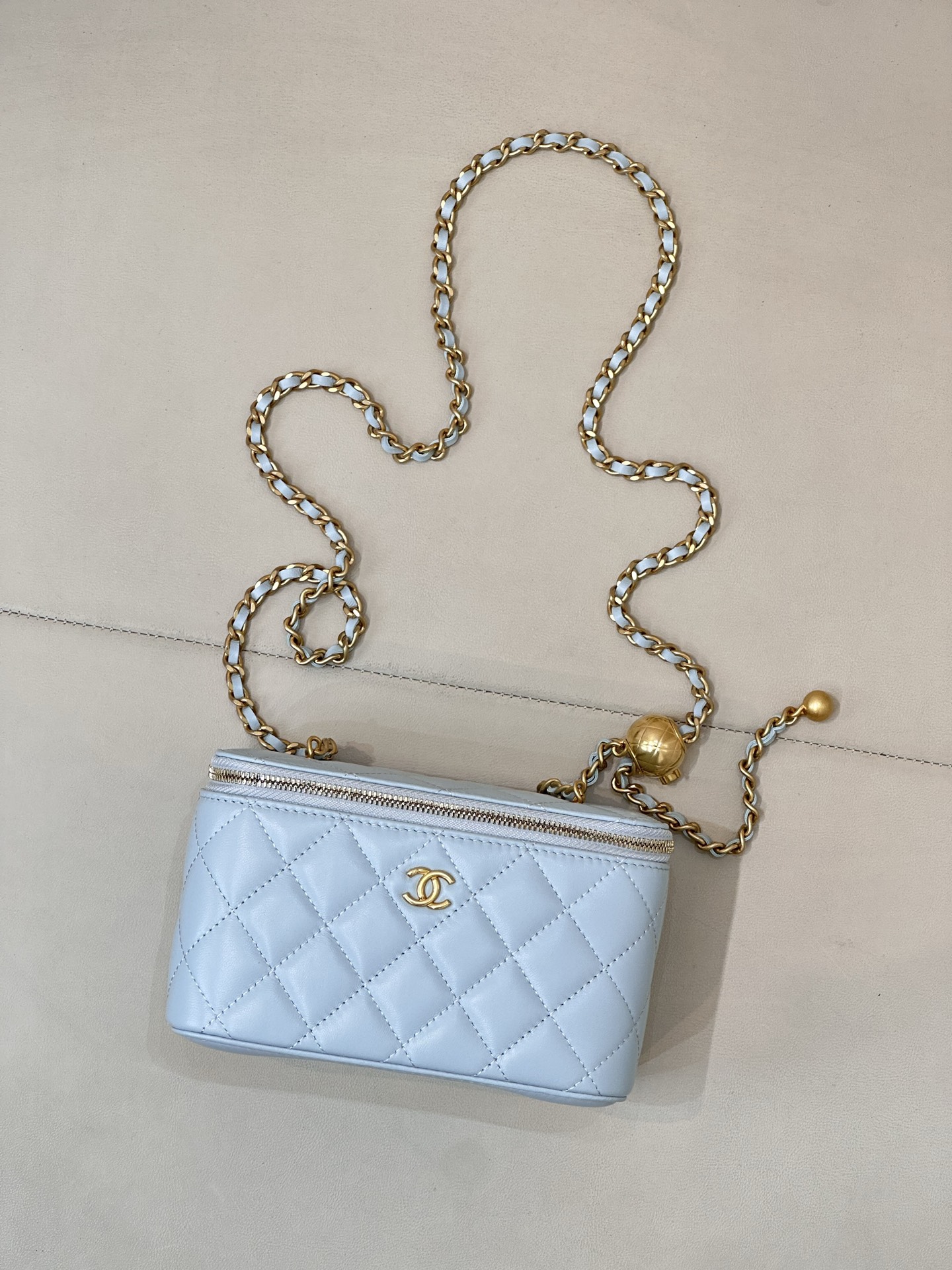 Chanel Mini Gold Ball Square Lambskin Shoulder Bag - Image 2