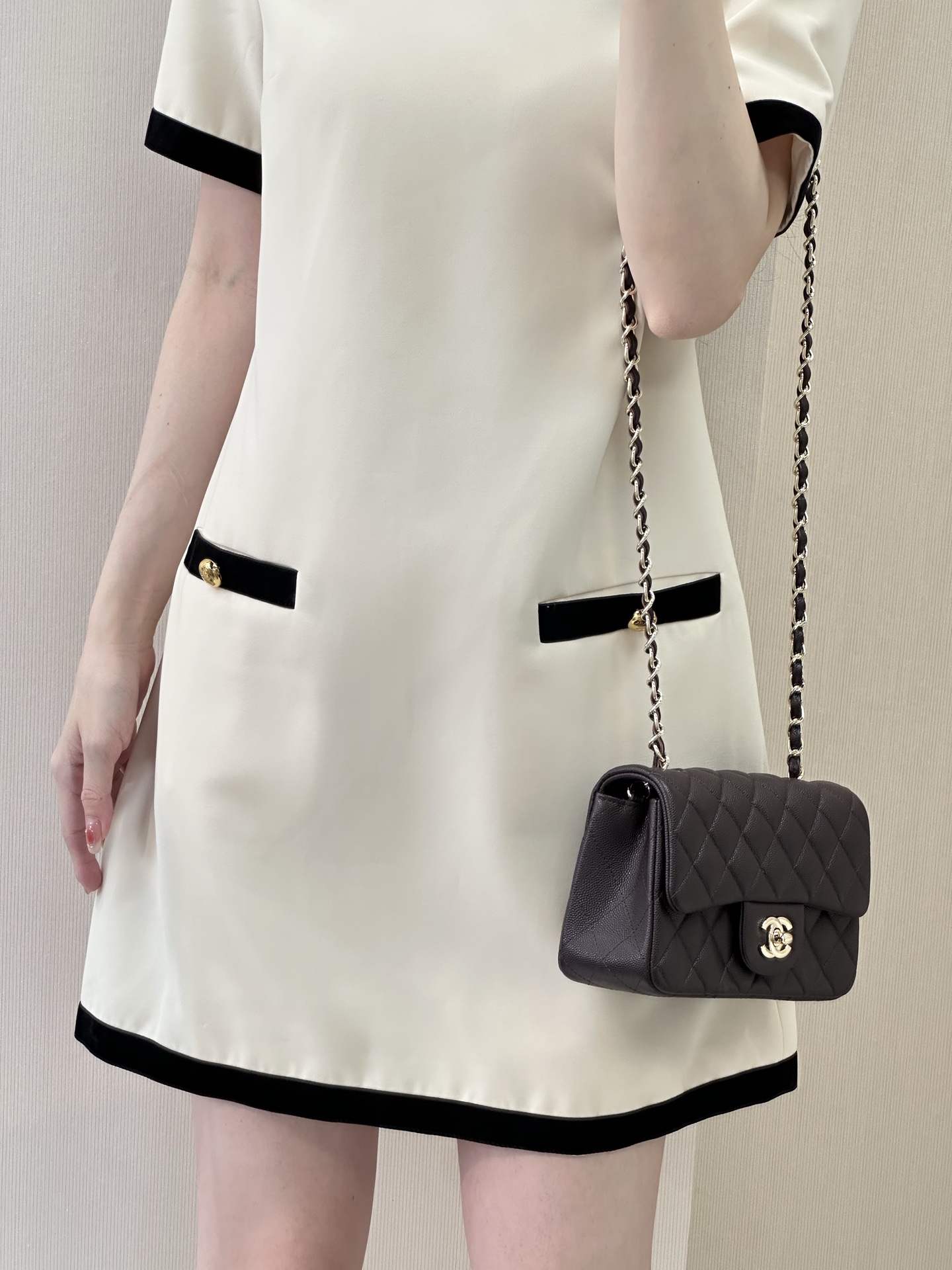Chanel Classic Flap Mini Crossbody Bag - Brown Lambskin - Image 2