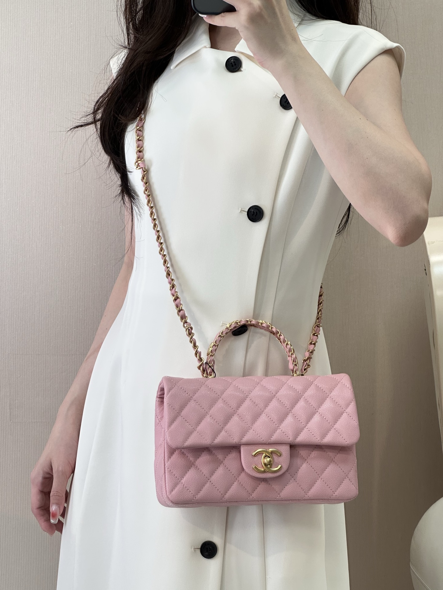 Chanel 24B Mini Classic Flap Lambskin Crossbody Bag - Image 2