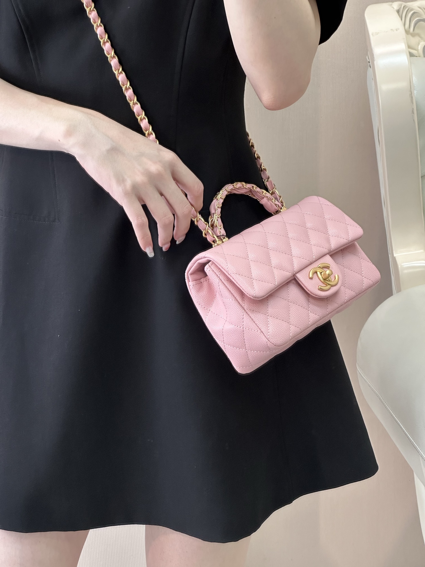 Chanel 24B Mini Classic Flap Lambskin Crossbody Bag - Image 2