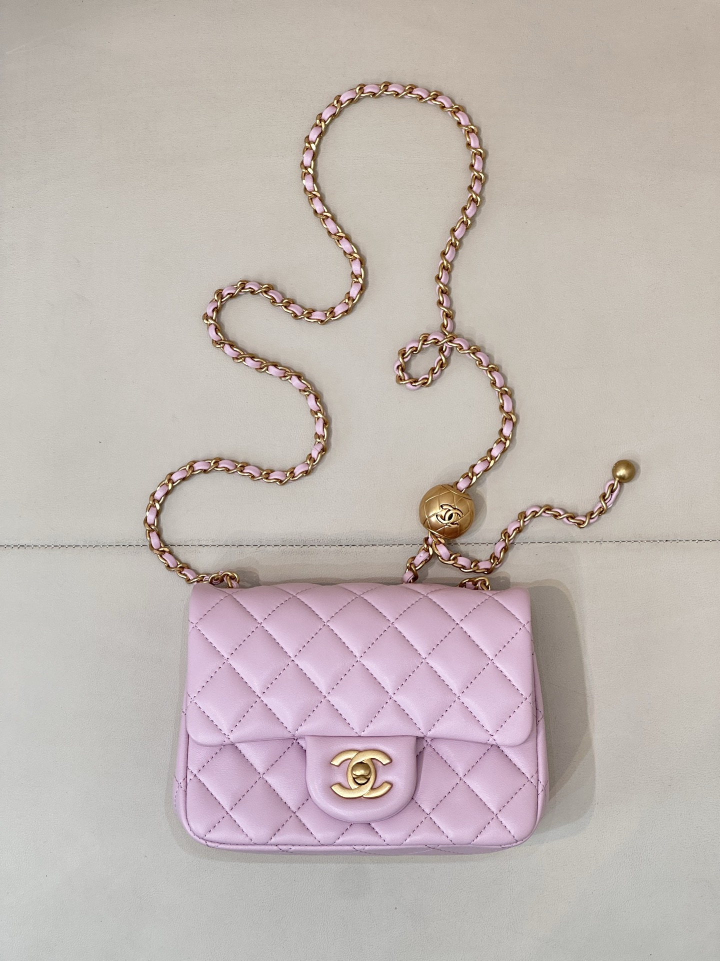 Chanel Pink Lambskin Quilted Square Crossbody Bag with Adjustable Chain - Image 2