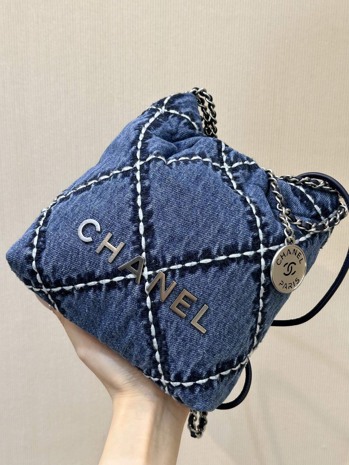 Chanel 22 Mini Denim Shoulder Bag - Image 2