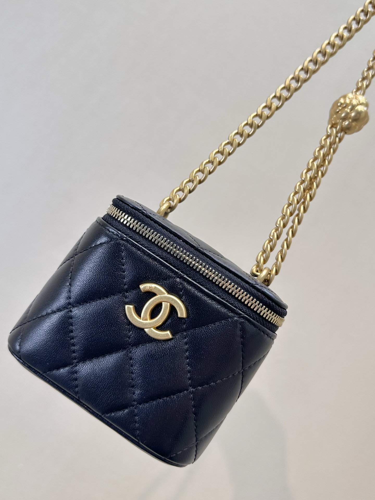 Mini Black Leather Chain Crossbody Bag - Image 2