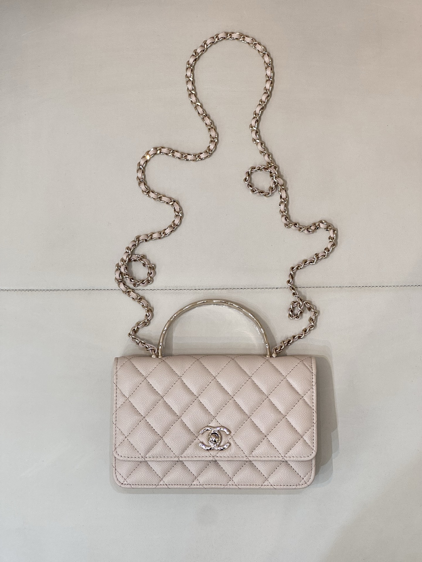 Quilted Leather WOC Crossbody Bag with Metal Handle - Image 2
