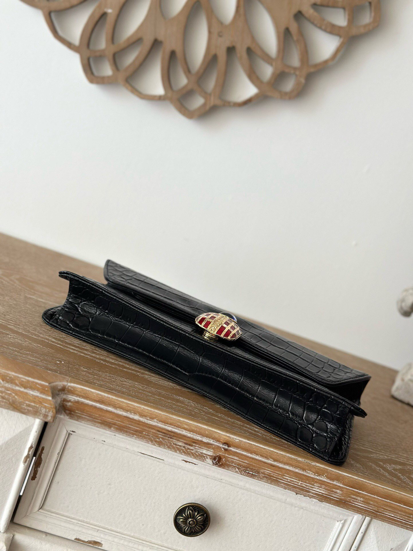 Chanel Vintage Crocodile Pattern Black Classic Evening Clutch Bag - Image 2