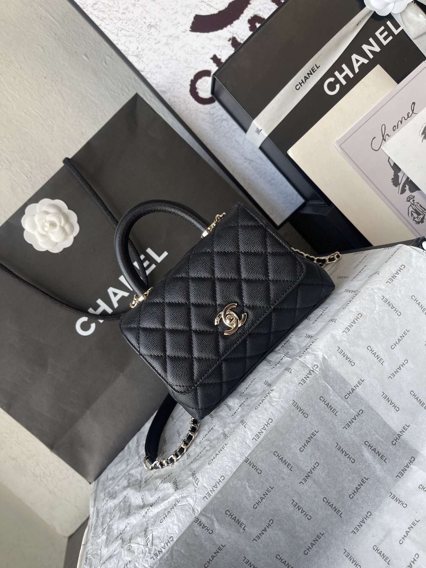 Chanel Coco Handle Mini Flap Top-Handle Bag in Burgundy Embossed Calfskin - Image 2