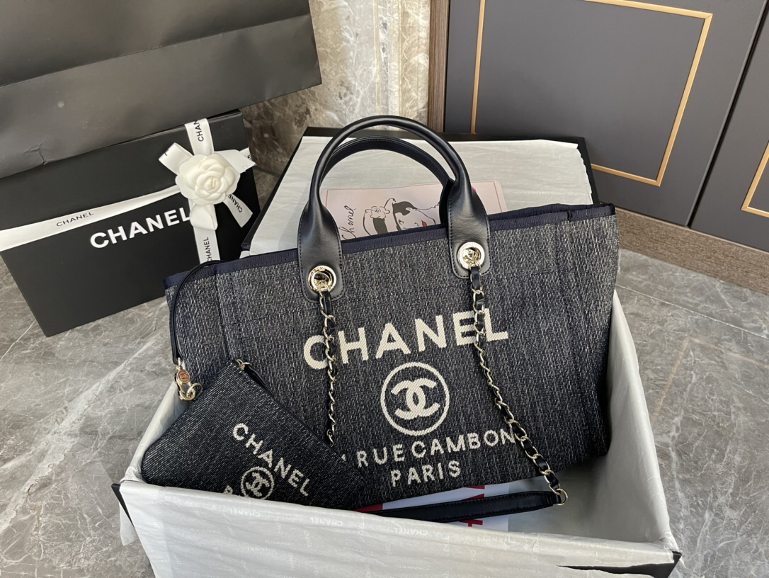 Chanel AS3257 Women's Denim Canvas Shopping Tote - Image 2