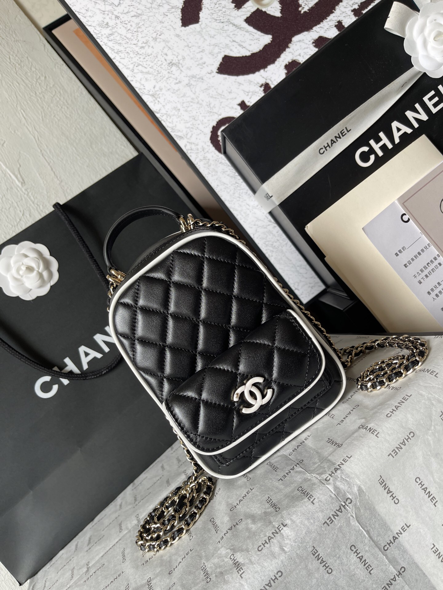 Chanel Black and White Panda Color-Block Backpack - Image 2