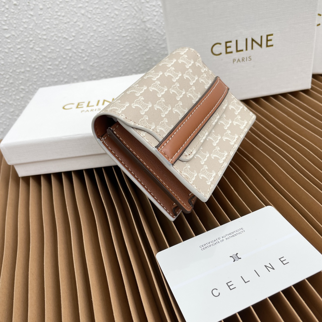 Celine Logo Print Sheepskin Card Holder - Image 2