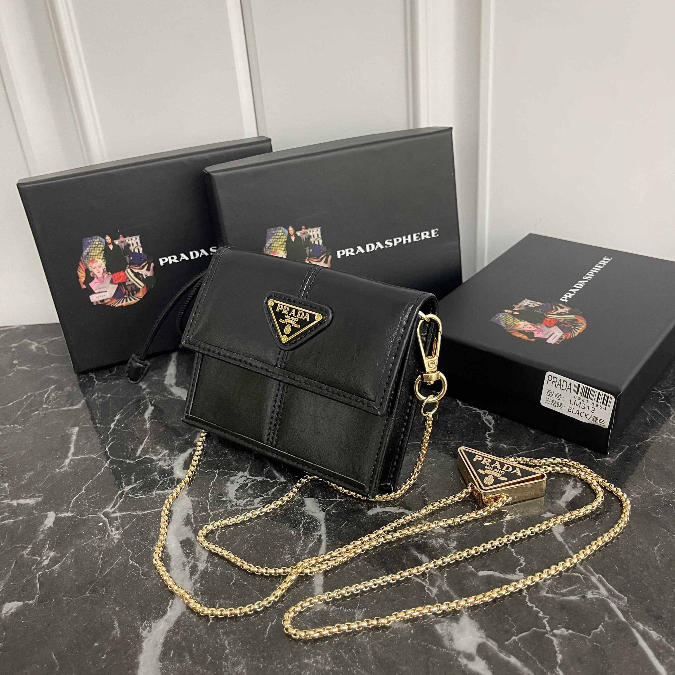 Prada Leather Card Holder with Triangle Logo and Snap Closure - Image 2