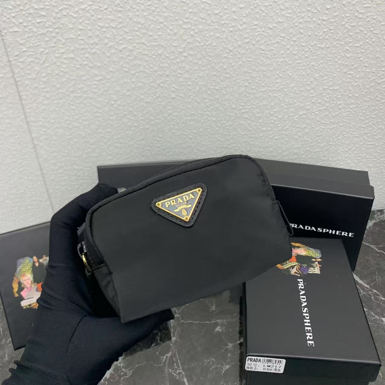 Prada Nylon Cosmetic Pouch with Triangle Logo - Image 2