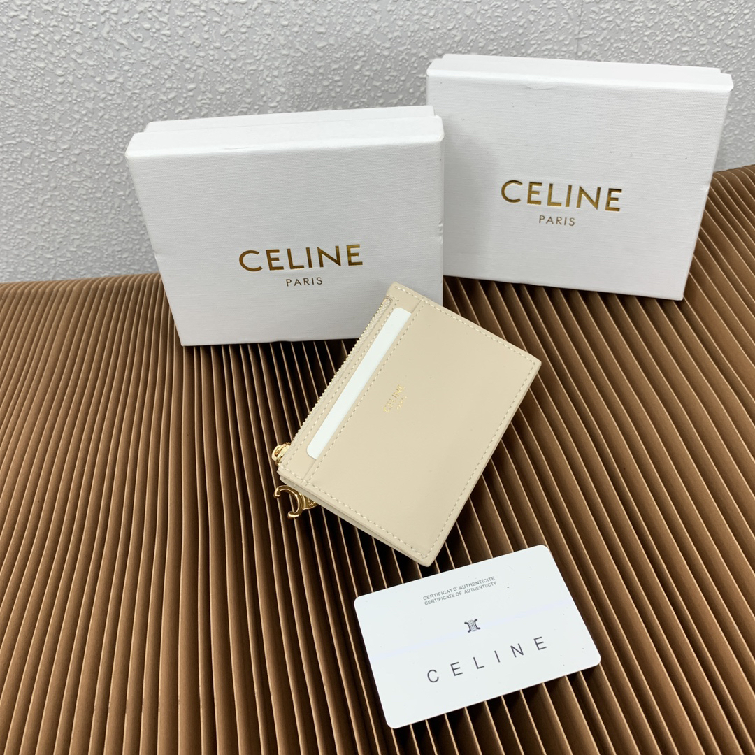 Triomphe Leather Zip Card Holder - Image 2