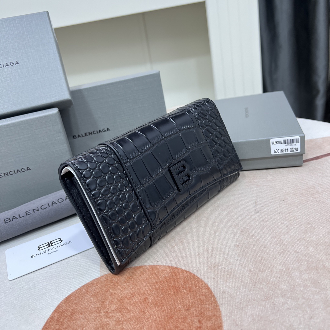 Balenciaga Large Crocodile-Embossed Leather Wallet - Image 2