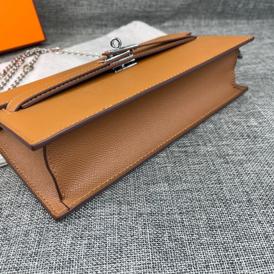 Hermes Kelly-Style Textured Leather Shoulder Crossbody Bag - Image 2