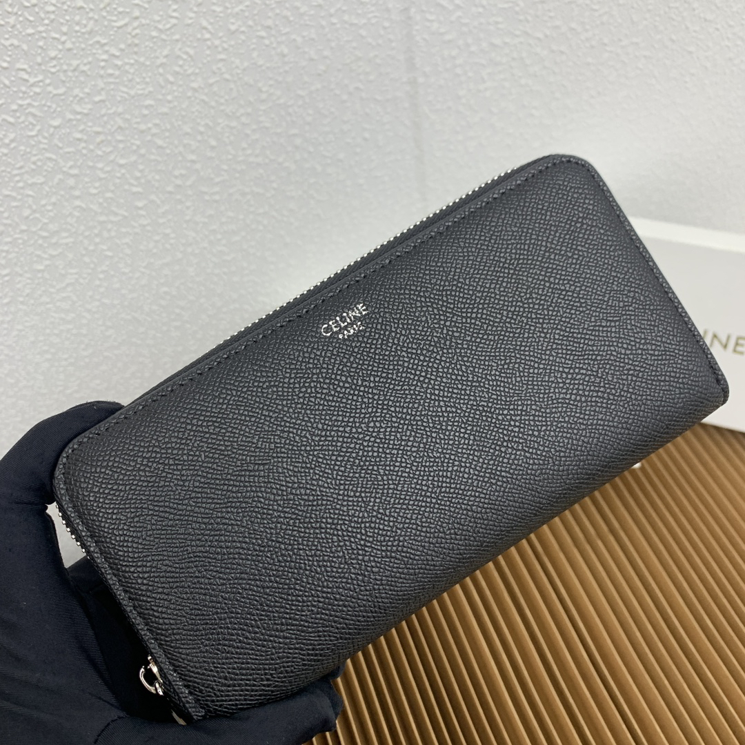 Celine Black Calfskin Large Zip Wallet - Image 2