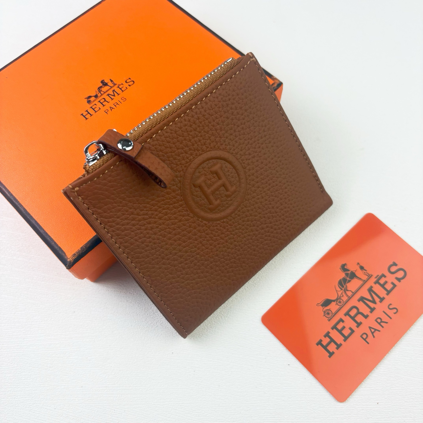 Hermes Silk'in Togo Leather Women's Compact Wallet - Image 2