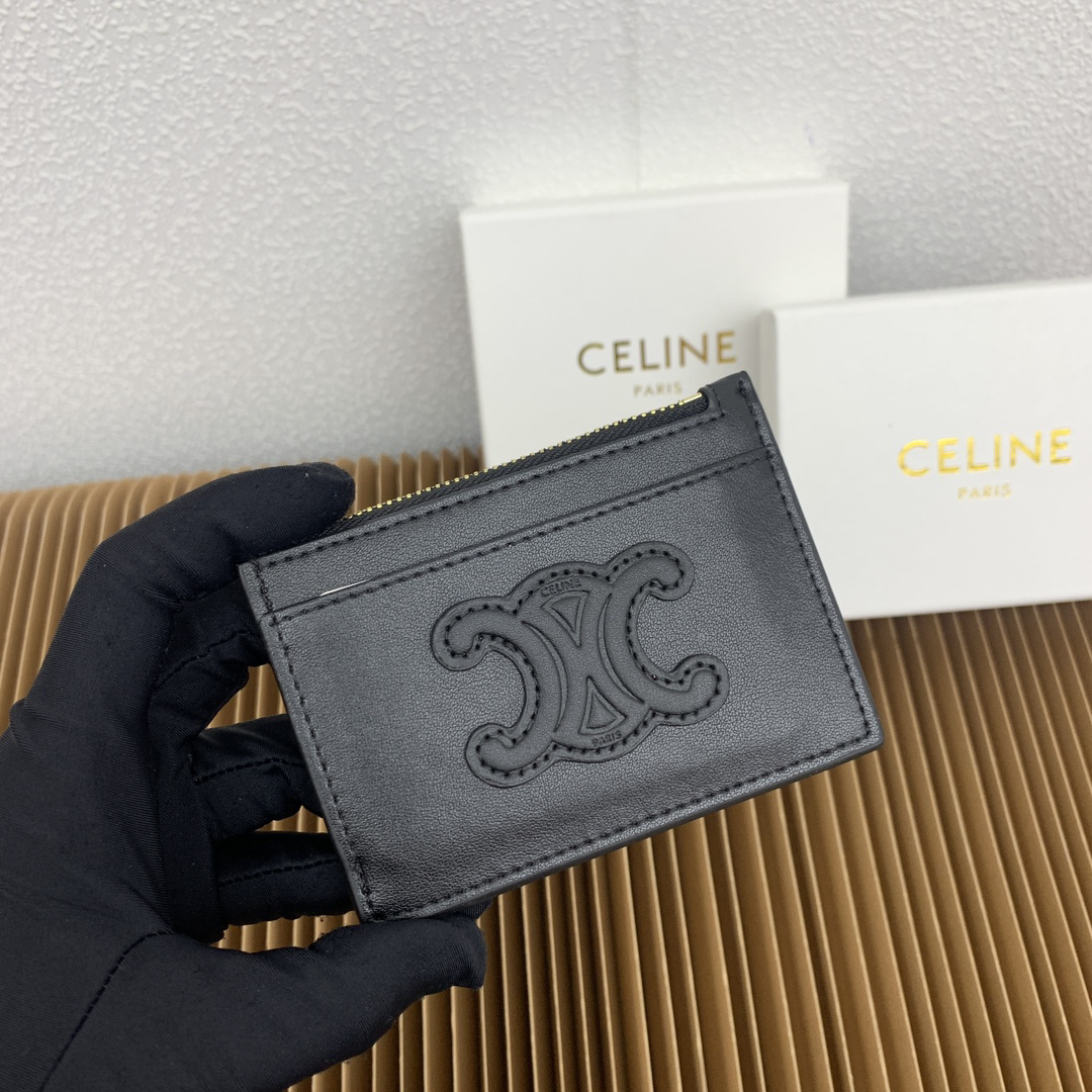 Celine Triomphe Leather Zip Card Holder - Image 2