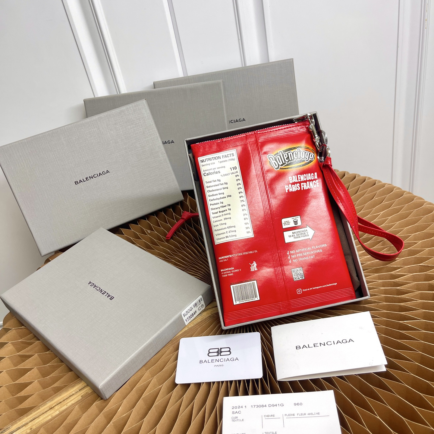 Balenciaga Chips Phone Holder Bag in Red Glossy Calfskin - Image 2