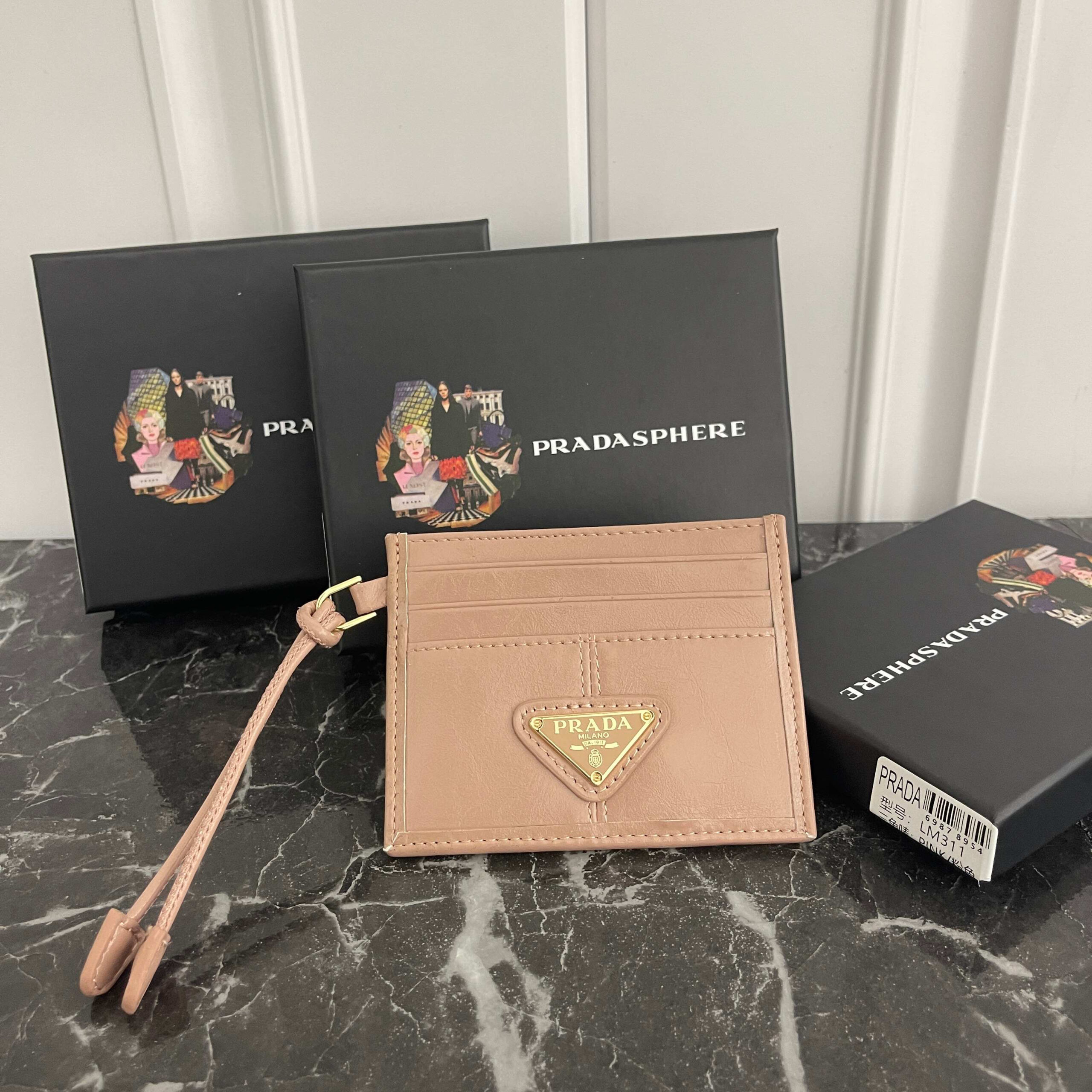 Prada Oiled Leather Card Holder with Triangular Logo - Image 2