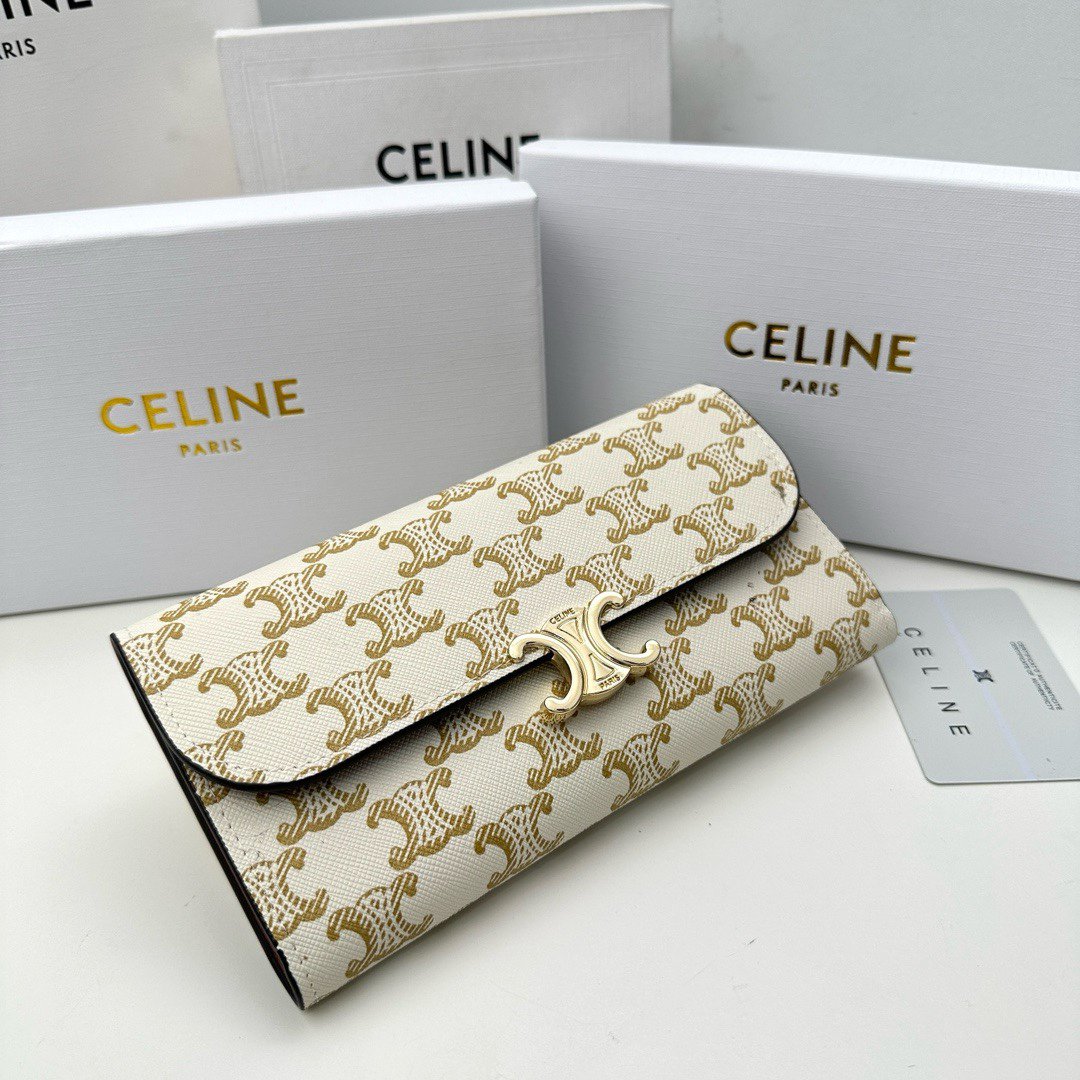 Celine White Printed Leather Wallet - Image 2