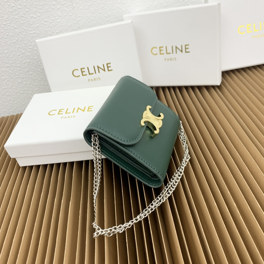 CELINE Small Glossy Lambskin Leather Flap Wallet - Image 2