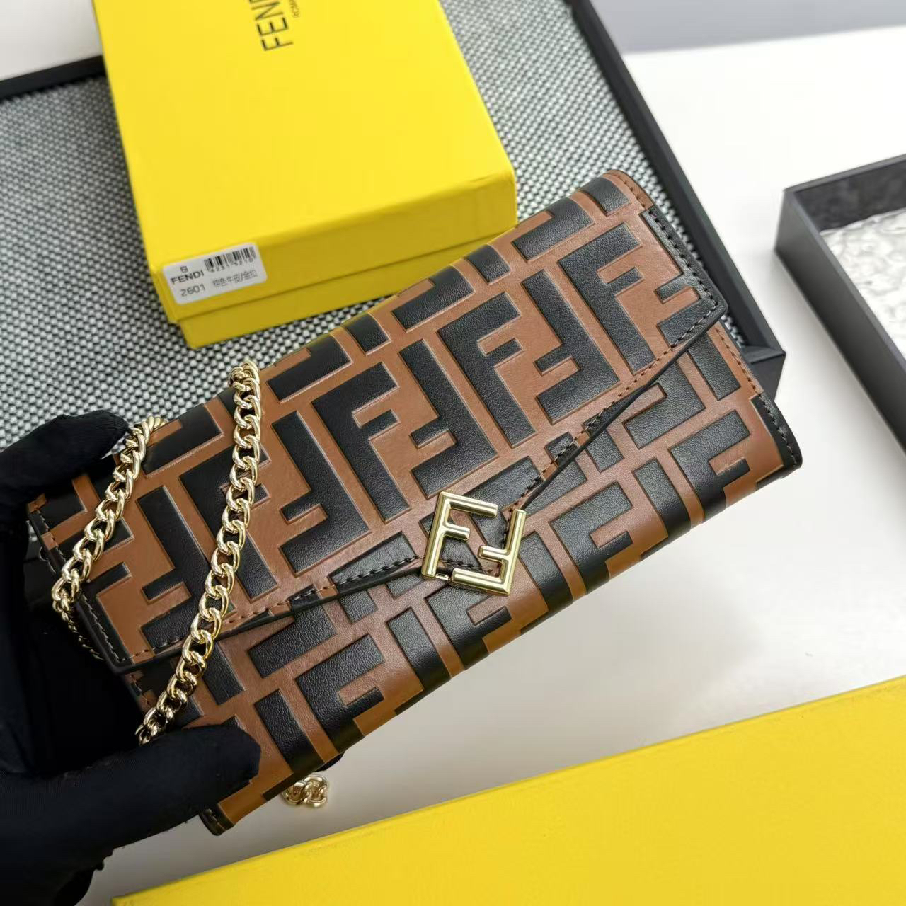 Fendi FF Diamonds Calfskin Crossbody Wallet - Image 2