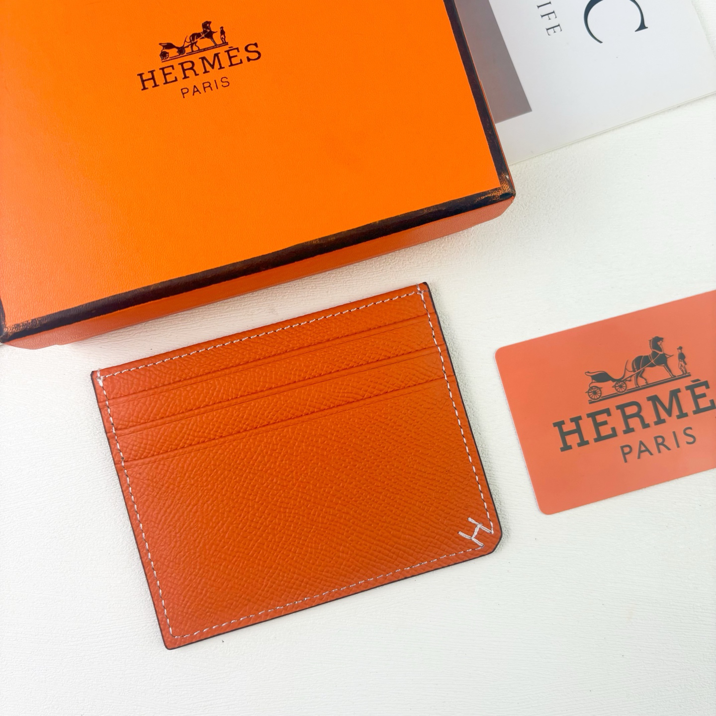 Hermès Emon Evercolor Leather Card Holder - Image 2