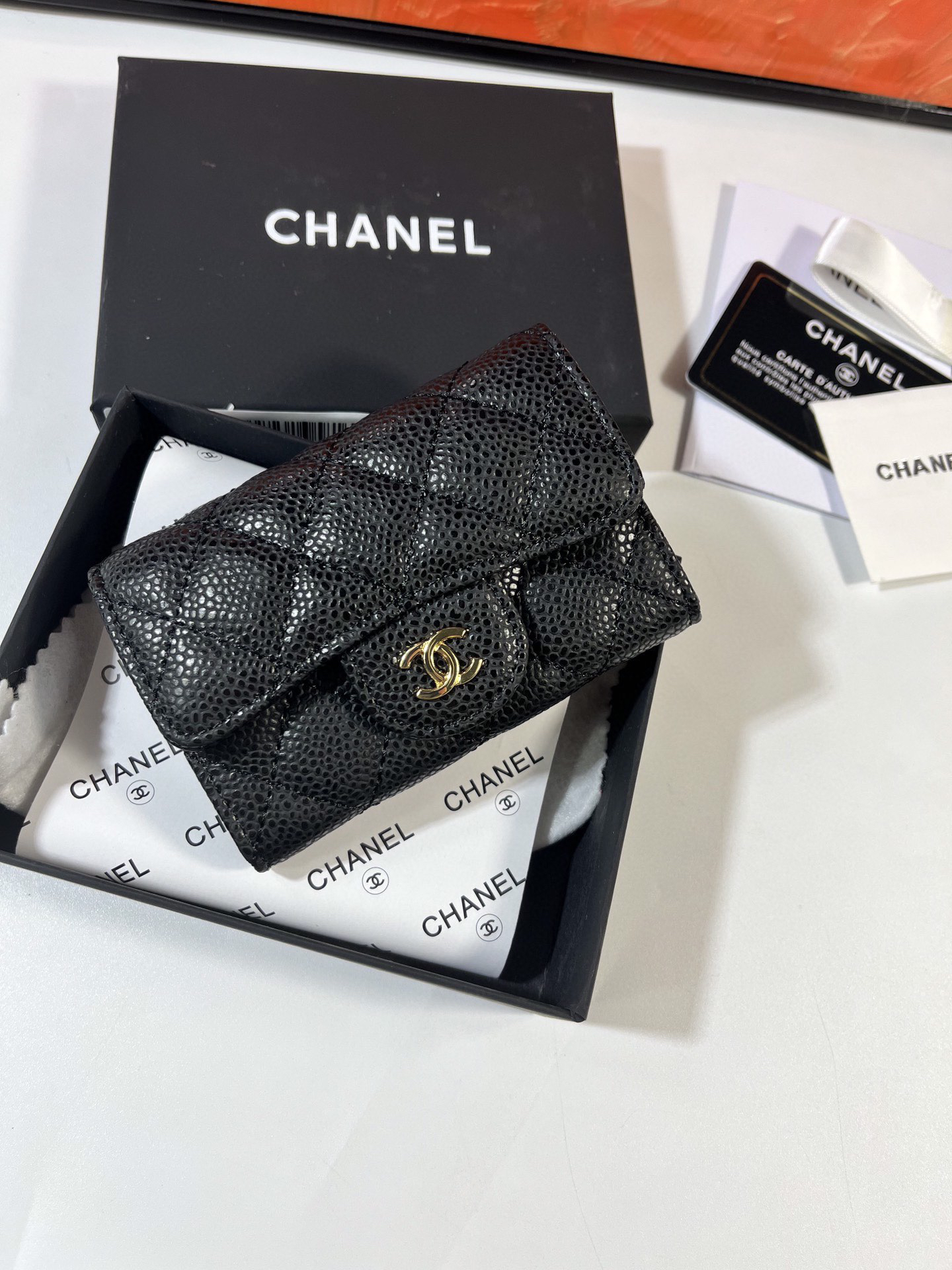 CHANEL CF Series Caviar Leather Card and Coin Purse - Image 2