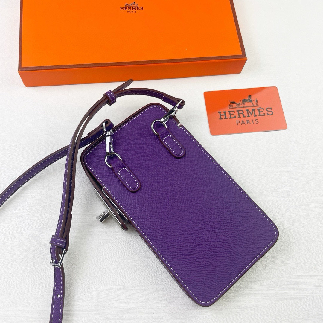 Hermes Hac a Box Tadelakt Calfskin Phone Case with Shoulder Strap - Image 2
