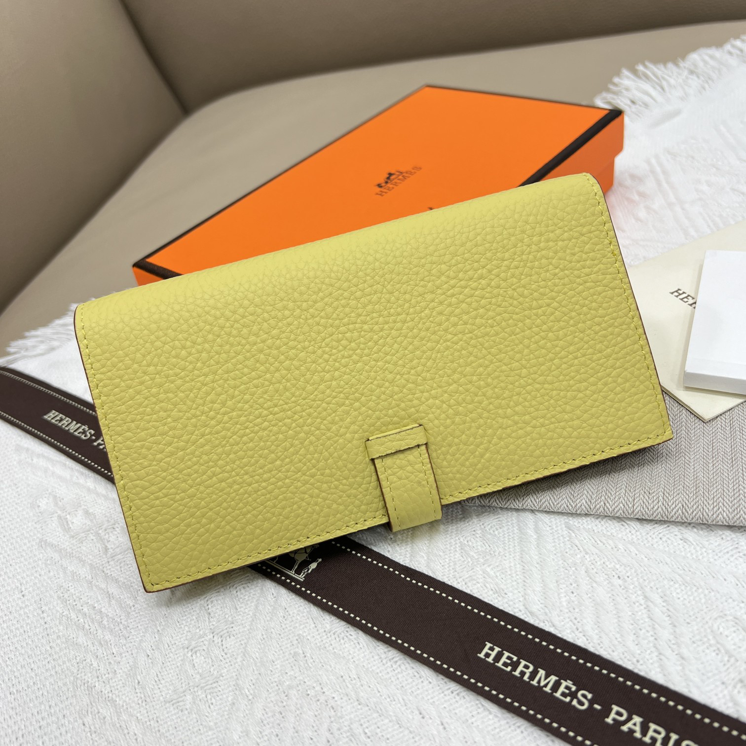 Hermès Women's Togo Leather Long Wallet with Silver-Tone Clasp - Image 2