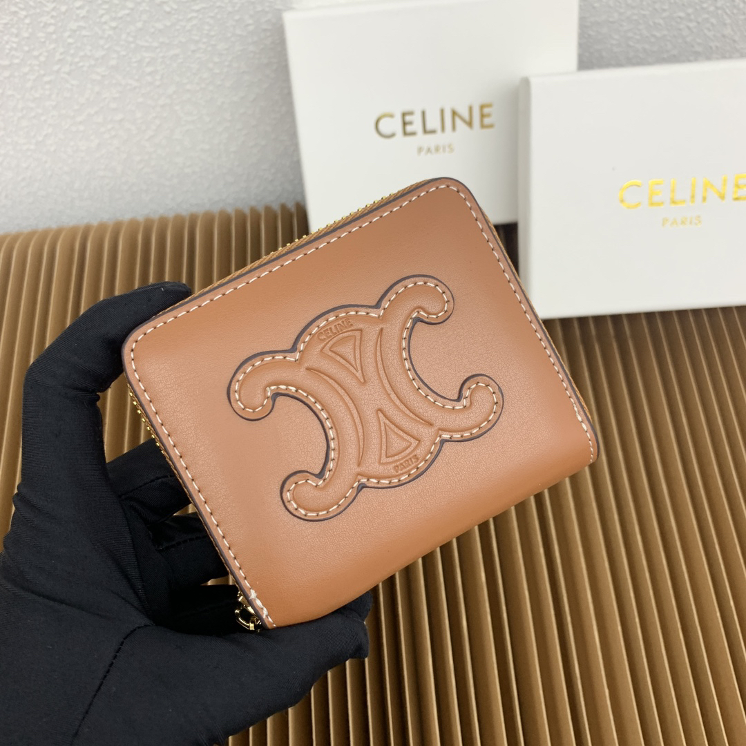 Celine Triomphe Cuir Compact Zipper Wallet - Image 2