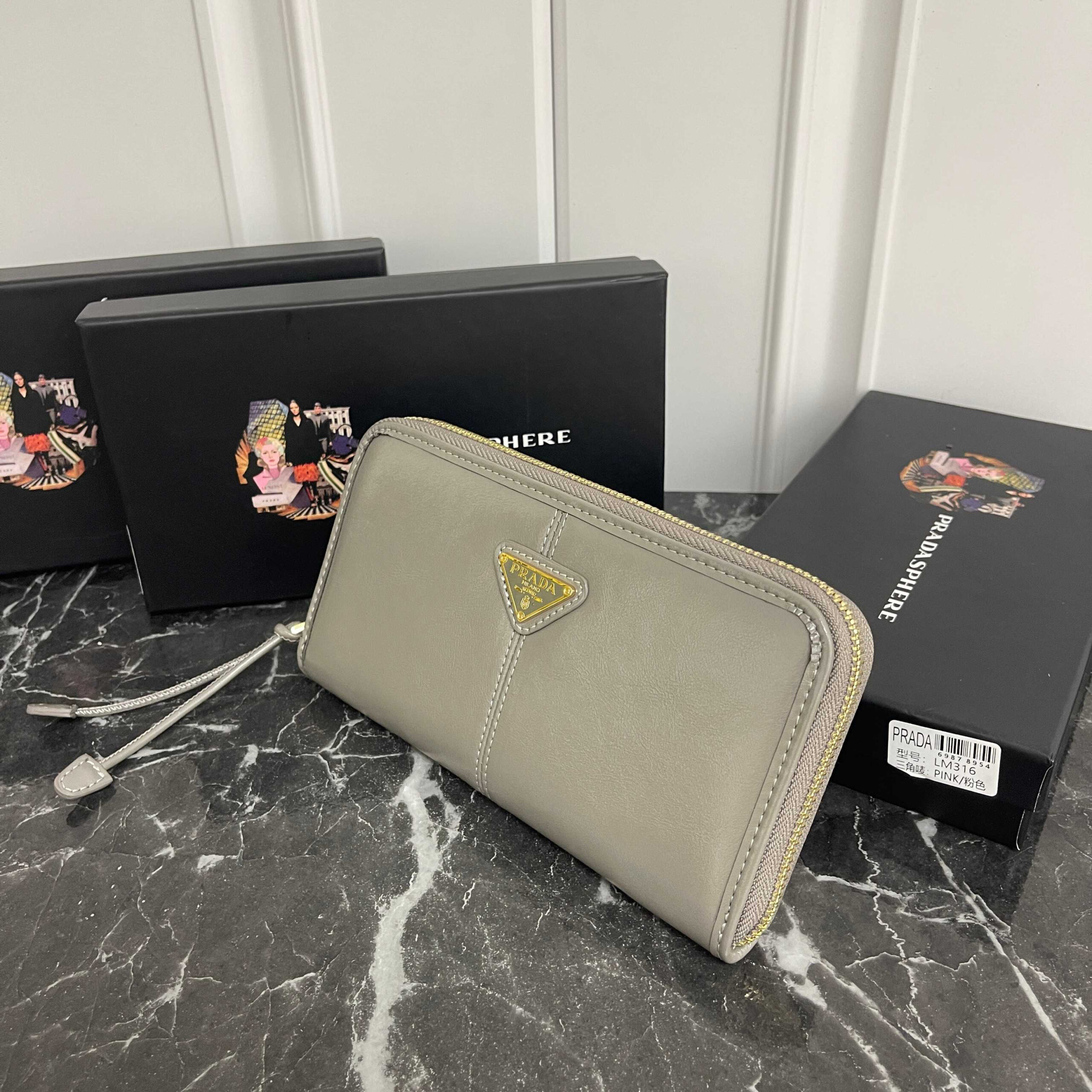 Prada Oil-Waxed Leather Wallet with Metal Triangle Logo - Image 2