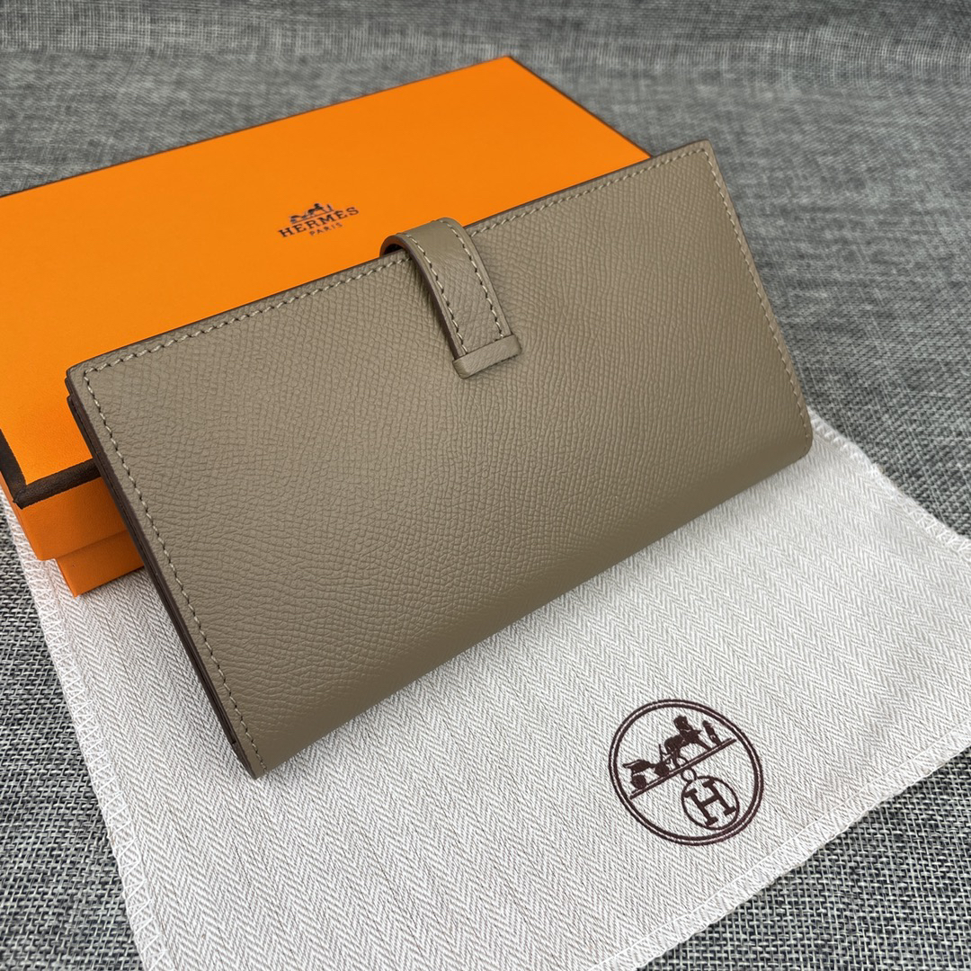Hermès Empson Leather Palm-Grain Long Wallet with Interior Zipper - Image 2