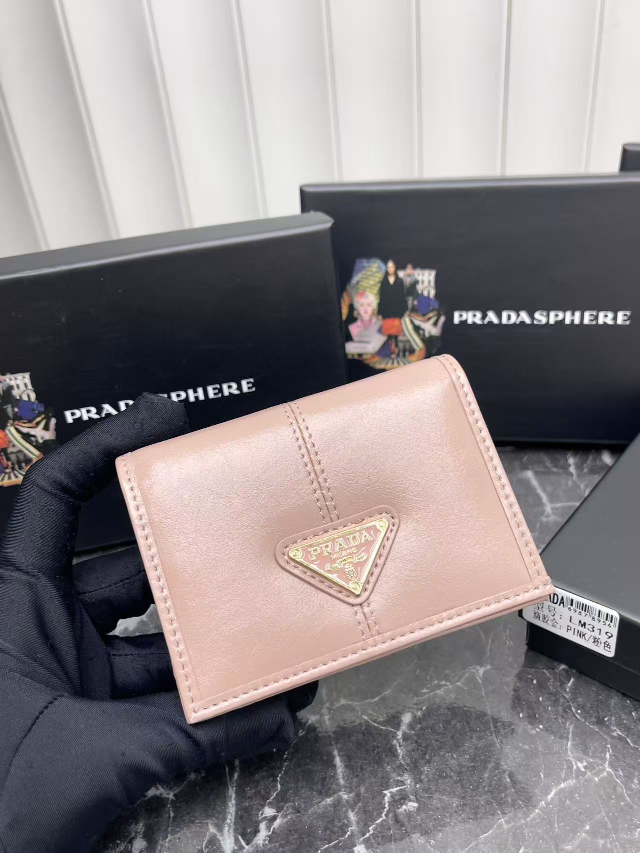 Prada Leather Wallet with Metal Triangular Logo - Image 2