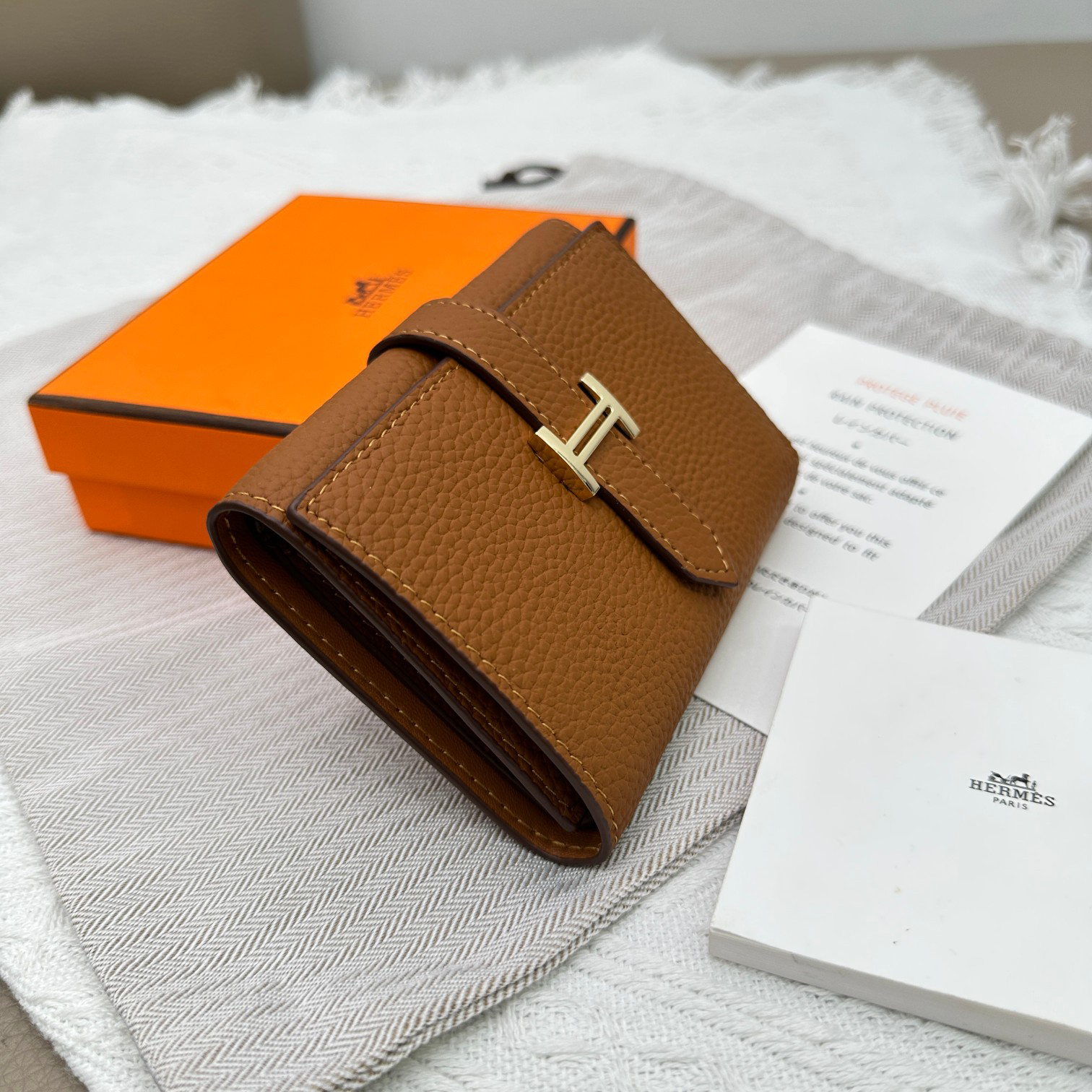 Hermès Togo Leather Trifold Wallet - Image 2